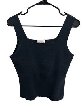Vintage Camaïeu Small Black Square-Neck Cotton Tank Top Gorpcore Minimalist